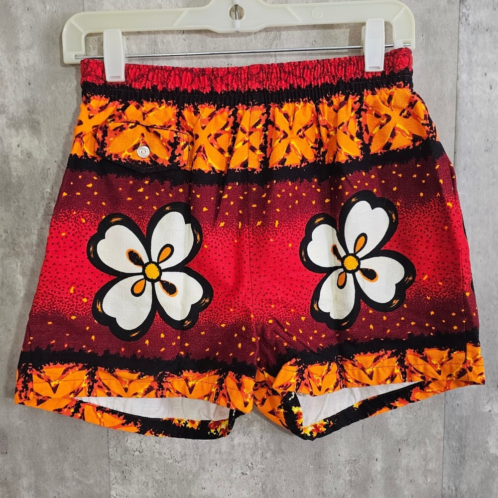 60s 70s Penneys Hawaiian Barkcloth Cabana Swim‎ Shorts Tiki Surf Trunks Mens M